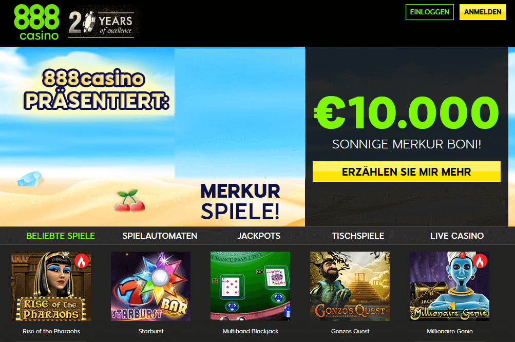 888Casino Webseite + Merkur