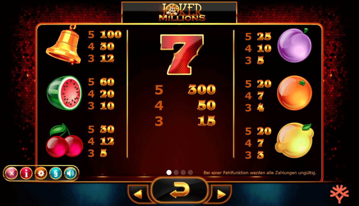 Joker Millions Gewinnlinien