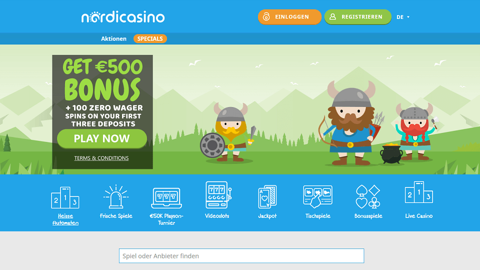 Nordicasino Webseite