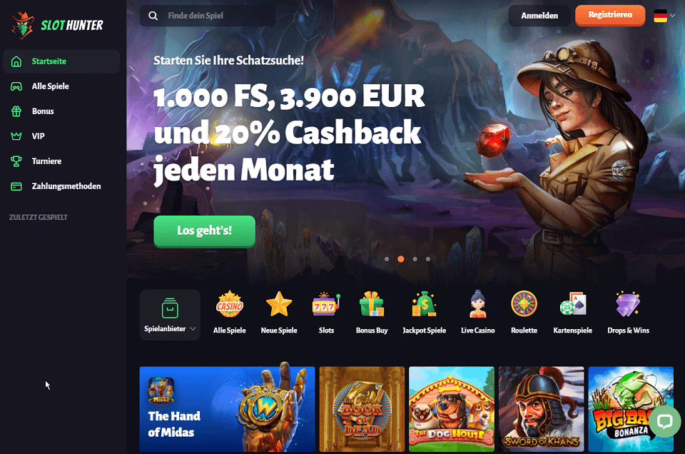 Slot Hunter Webseite