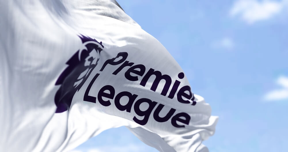 London,,Eng,,July,2022:,Close up,Of,The,Premier,League,Flag