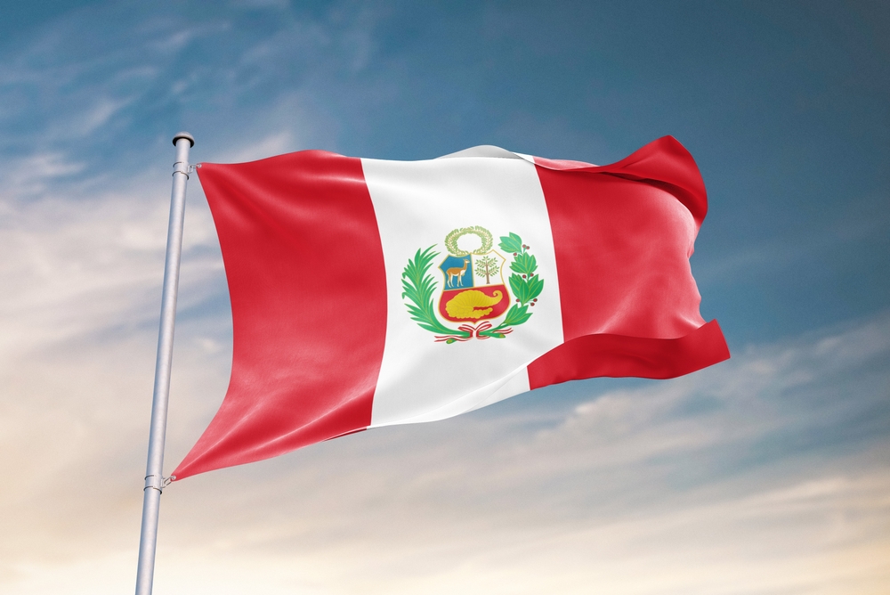 Waving,Flag,Of,Peru,In,Beautiful,Sky.,Peru,Flag,For